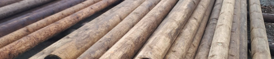 Impregnated wooden poles for utilities